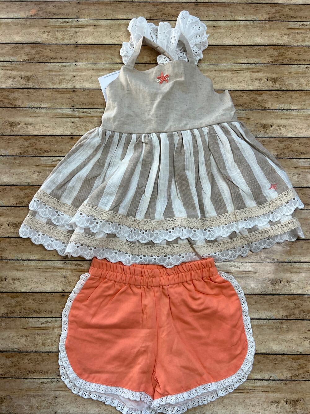 Love and Grow Clothing Linen Starfish Tunic Set w Shorts Toddler Girls 4T NEW